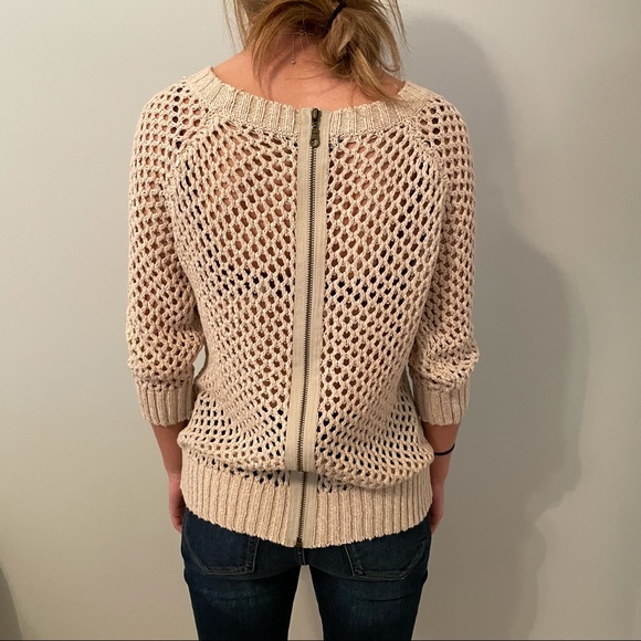 Willi Smith Tan Sweater with faux full length back zipper Size Large - Picture 2 of 4